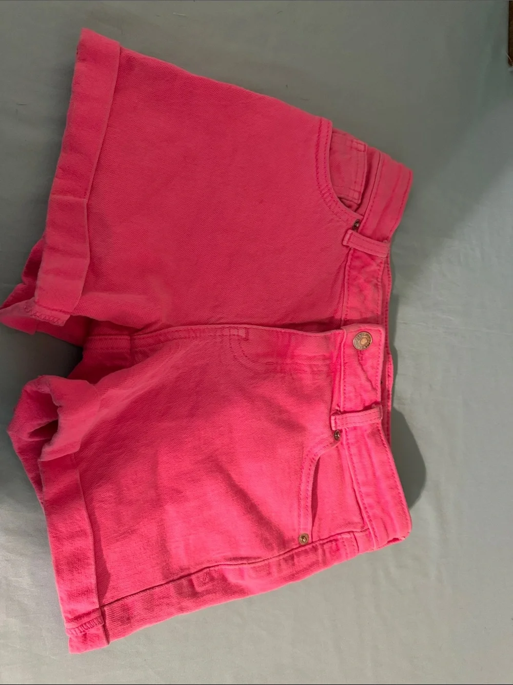 Cat & Jack Girls' Denim Shorts Trio — Hot Pink and white